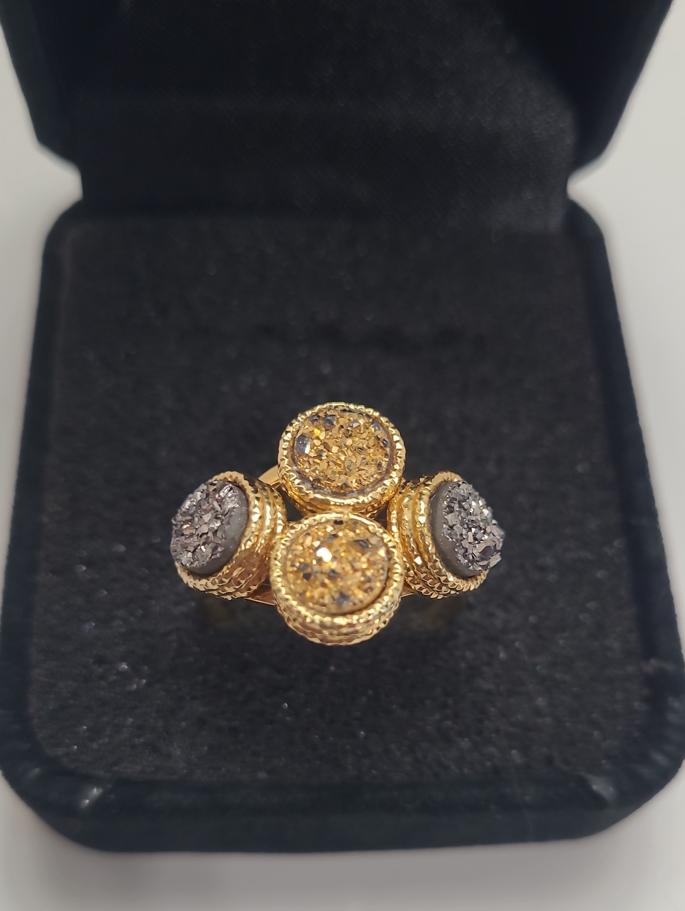 10k Gold Italy Milor Cluster Druzy Ring